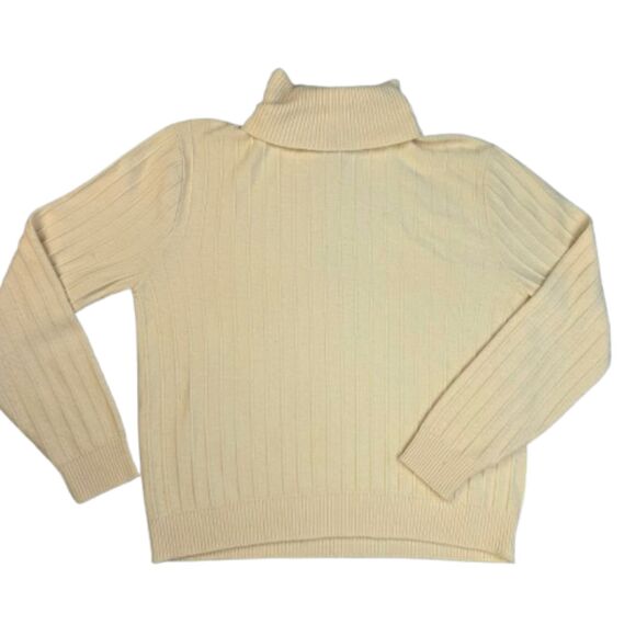 Miss Pendleton Cream Knit 100% Virgen Wool Turtleneck Size M - Picture 1 of 5